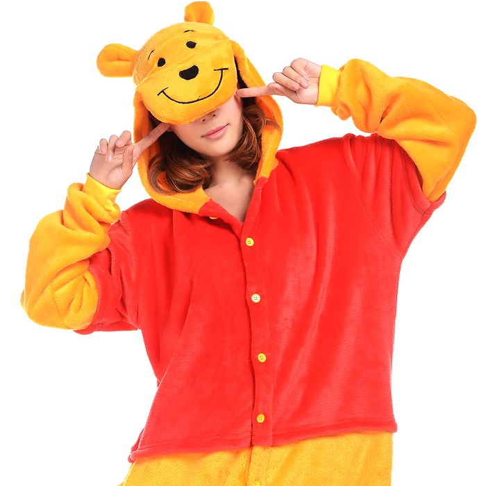 동물잠옷 -곰돌이 푸우 푸 SIZE(S M L XL) 남여공용 사계절 커플 파자마파티 캐릭터잠옷 가족 할로윈 코스튬 코스프레 동물옷