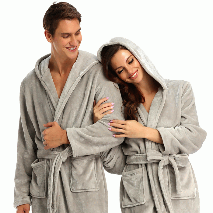 디럭스 아망떼 후드 가운 홈웨어 샤워 커플 연인 가족 가을 겨울 로브 파자마 잠옷 선물 수면 목욕
